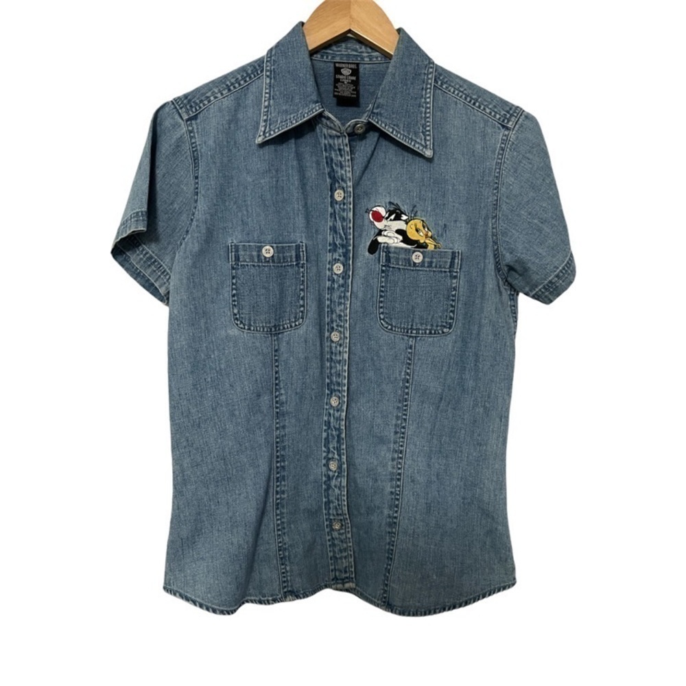 Vintage Looney Tunes Denim Shirt 1998 Size Medium